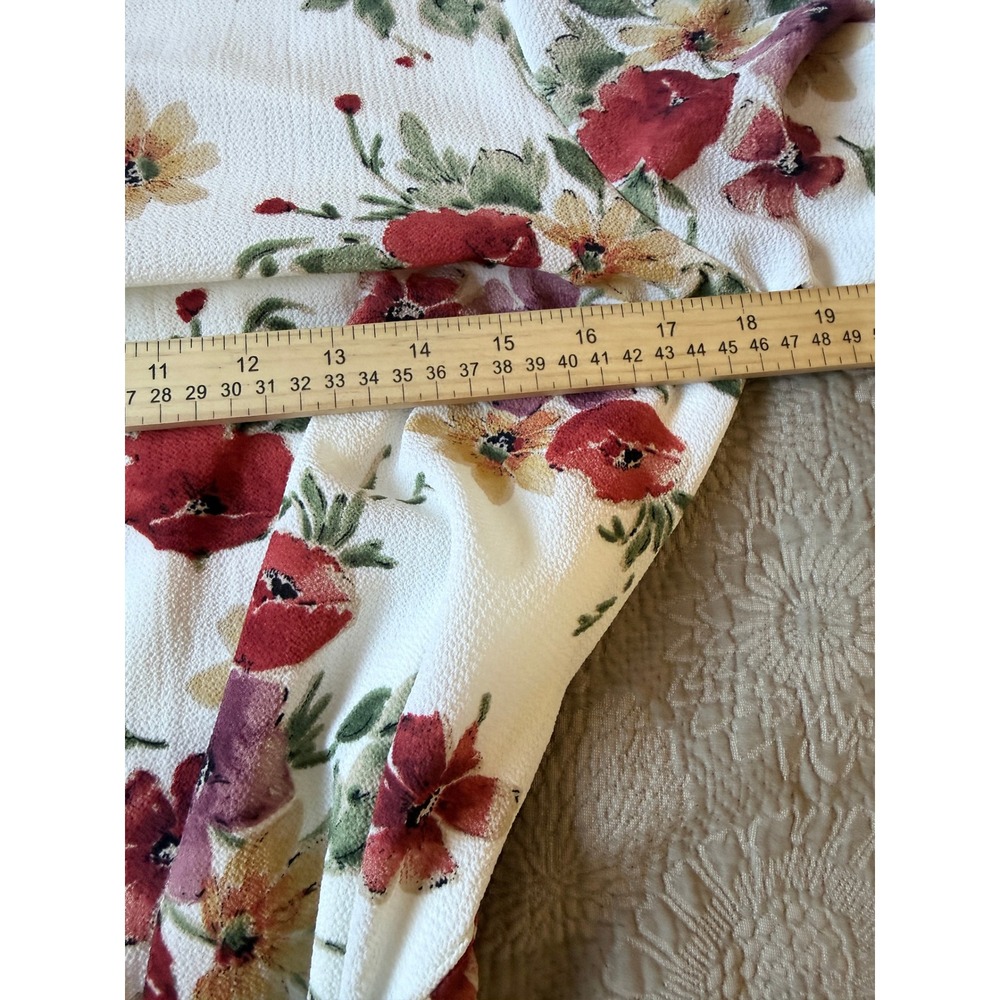 Downeast Womens Floral Flutter Sleeve Tie Waist Midi Dress White Red Size M - Picture 5 of 5